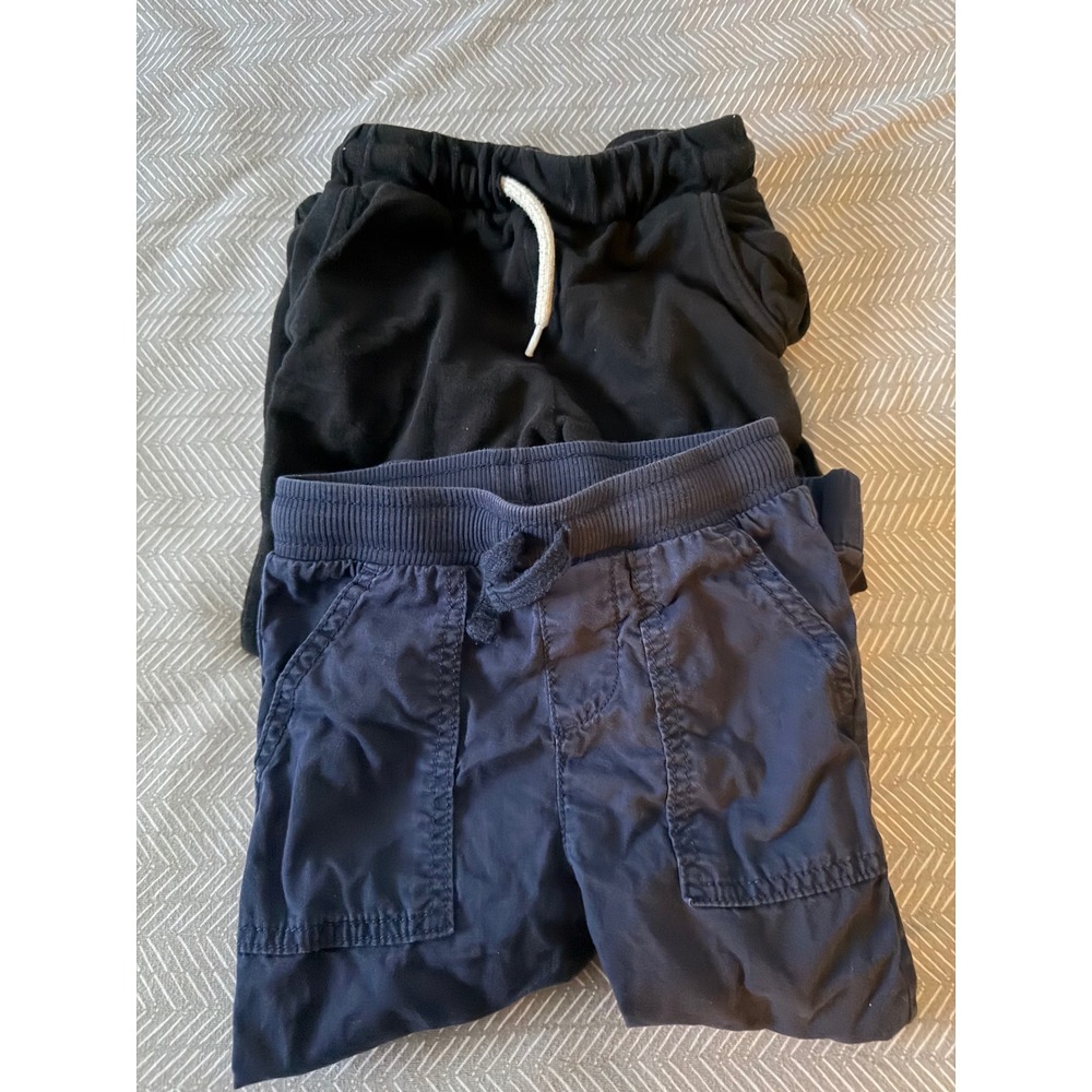 Boys 3T Pants Bundle Navy Blue Cargo Trousers and Black Joggers 2 Pack